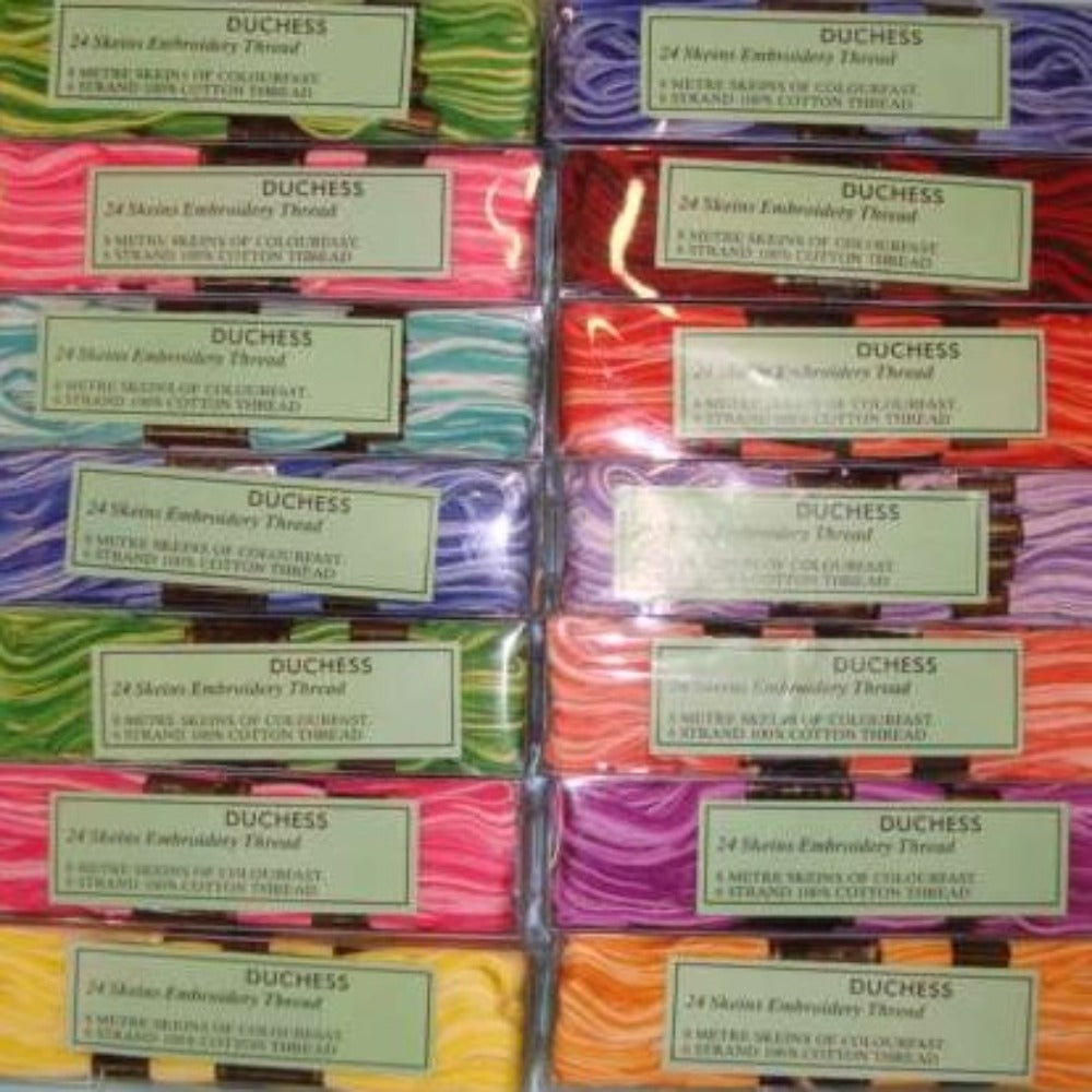 24 skeins of embroidery thread 8 metre variegated colours