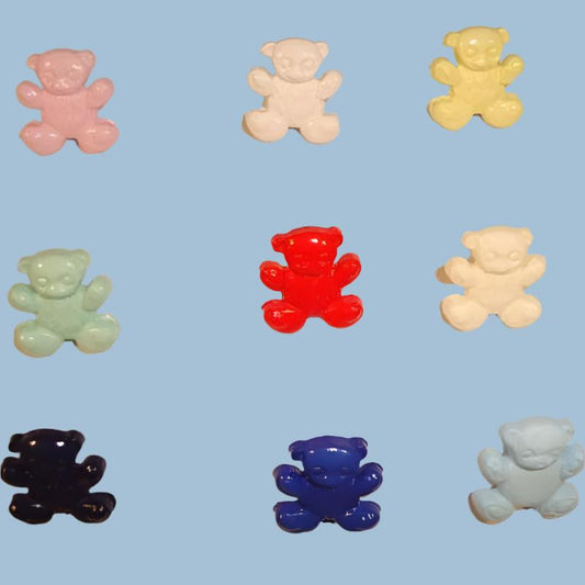 100 standing teddy shape buttons size 9mm X 15mm choice of colour