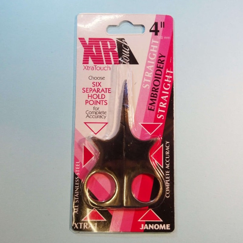 Embroidery scissors with multi hold handle all stainless steel 10cm / 4 inch Janome XTRA1