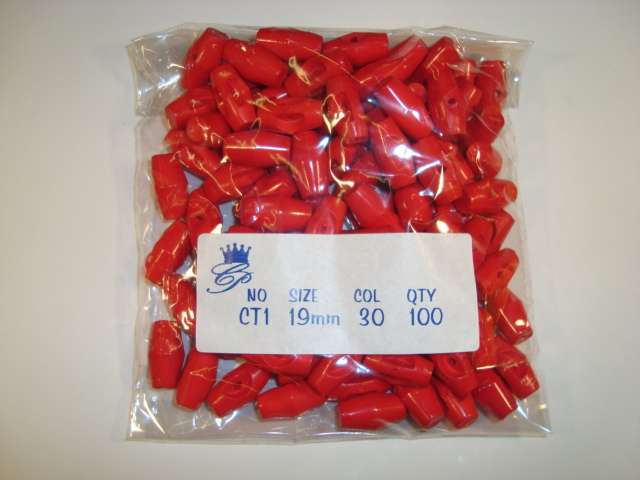 100 baby toggles one hole at back size 19mm choice of colour