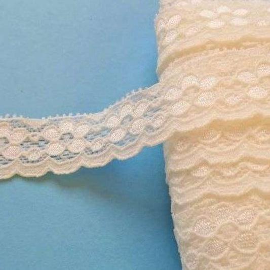 20 metres of floral design ivory STRETCH lace 23mm wide clearance