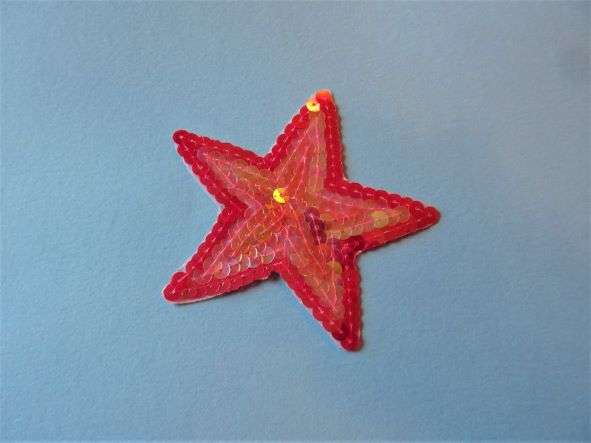 5 Bright Pink Sequin Star iron on motif 10cm clearance
