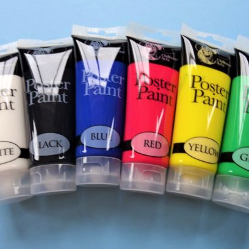 6 Large tubes of assorted Poster colours of 120ml of artist paint