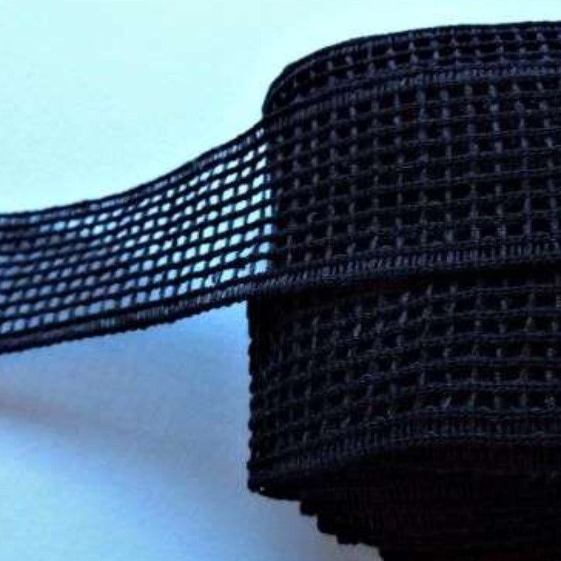 20 metres of Black cotton type lace with straight edges square 2mm hole design 40mm wide clearance