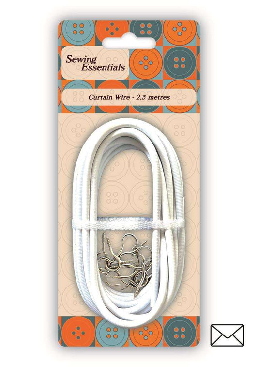 Curtain wire Comes with 12 hook and eye fixings Approx length 2.5m