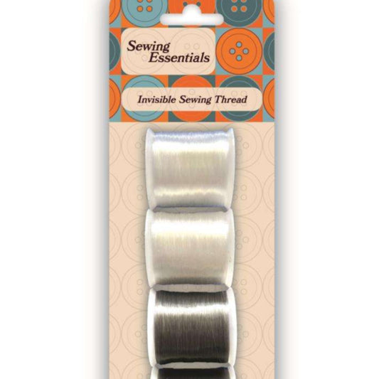 Card of 4 reels of invisible sewing thread [ 2 natural and 2 smoke ]