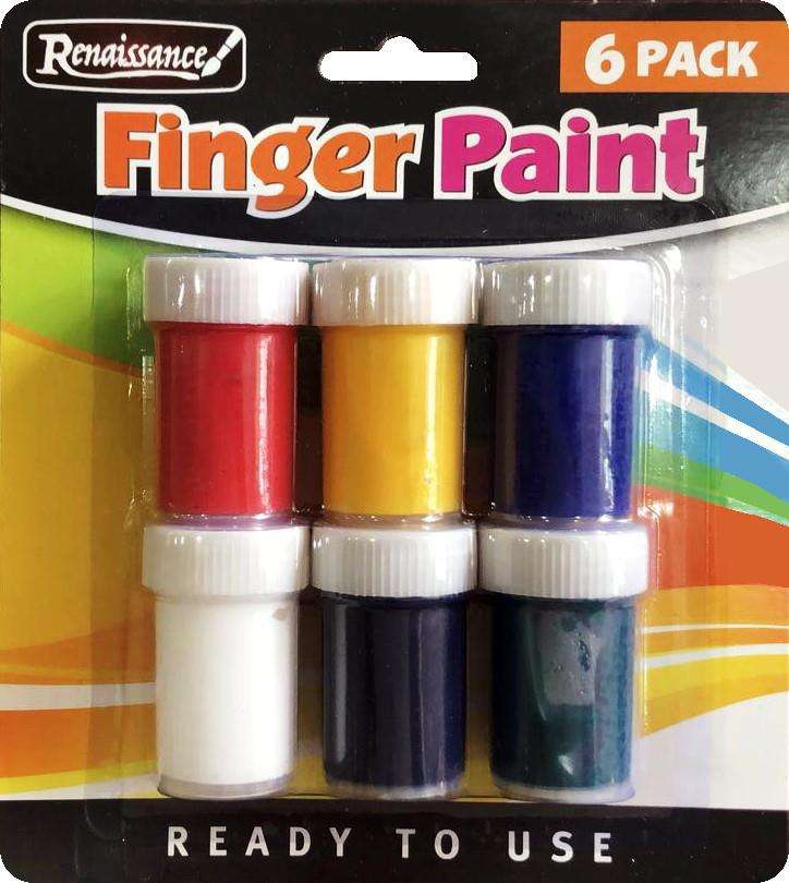 Card of 6 assorted colours of finger paint 25ml