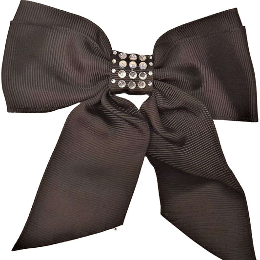 10 Large black bows grosgrain ribbon with 20 like diamante stones in the centre size 11cm x 10cm