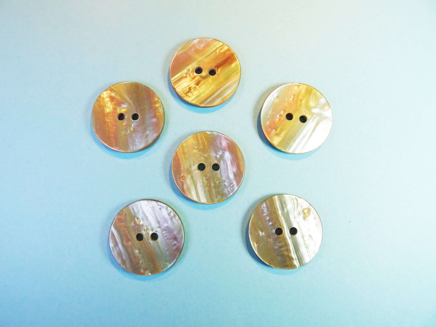 50 shiny multi coloured 2 hole buttons 22mm clearance