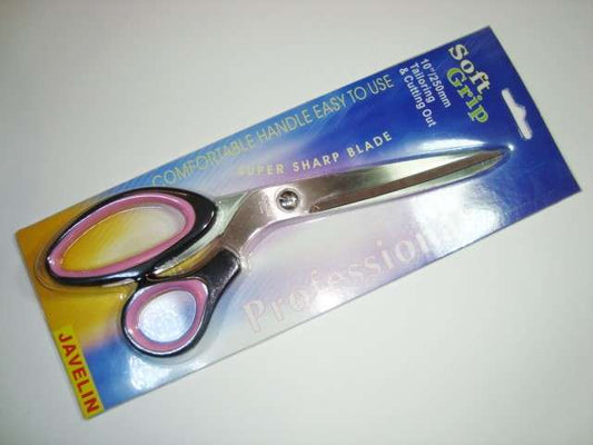 Soft grip scissors 25cm / 10 inch with black and pink handle