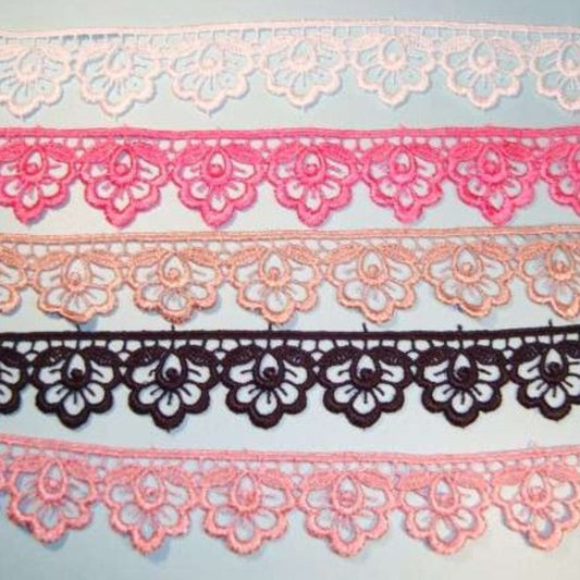 27.4 mt guipure lace 25mm wide choice of colour