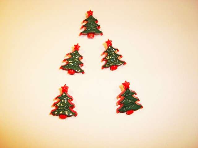 10 Christmas Tree buttons 20mm x 18mm