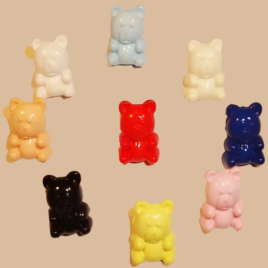 100 small sitting teddy shape buttons size 13mm X 8mm choice of colour