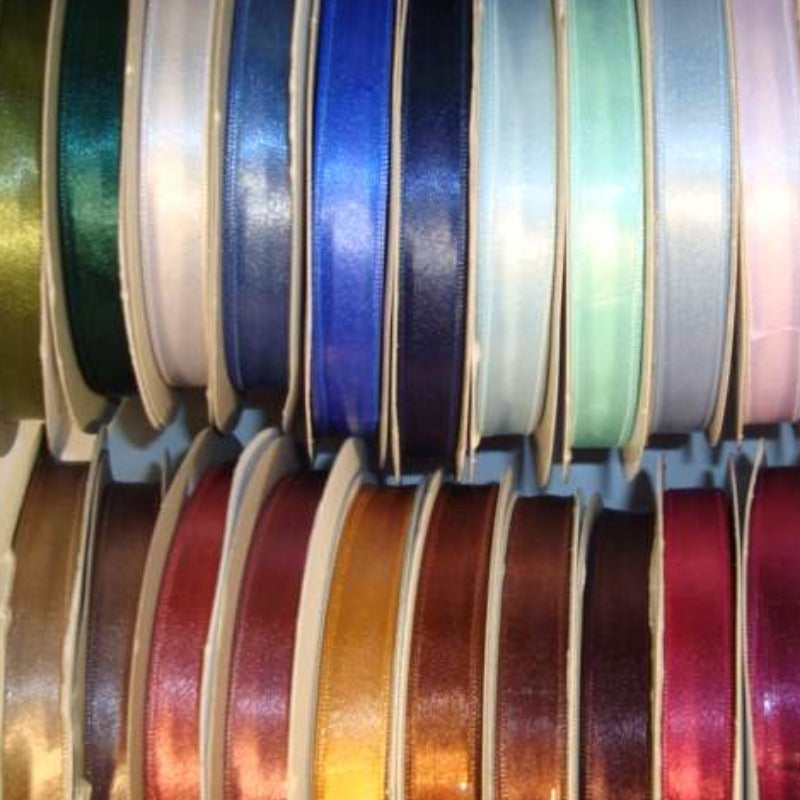 50 metres of single satin ribbon 12mm wide choice of colour list 3 clearance