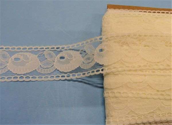 20 metres of ivory lace 35mm wide with straight edges clearance