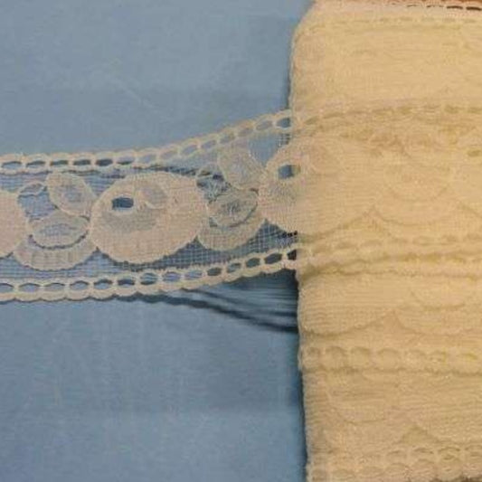 20 metres of ivory lace 35mm wide with straight edges clearance