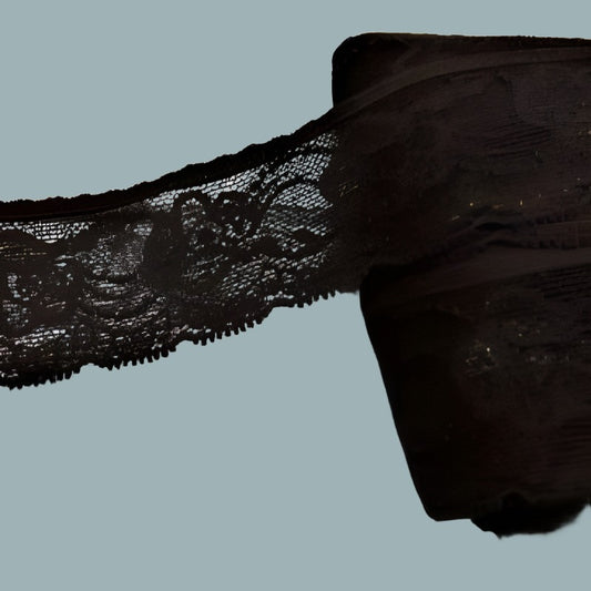 20 metres of black STRETCH lace with floral pattern 42mm wide clearance
