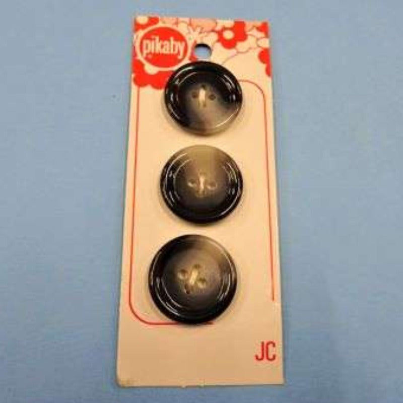10 cards of dark grey / mid grey 4 hole buttons with 3 on each card 21mm clearance Pikaby Brand Vintage